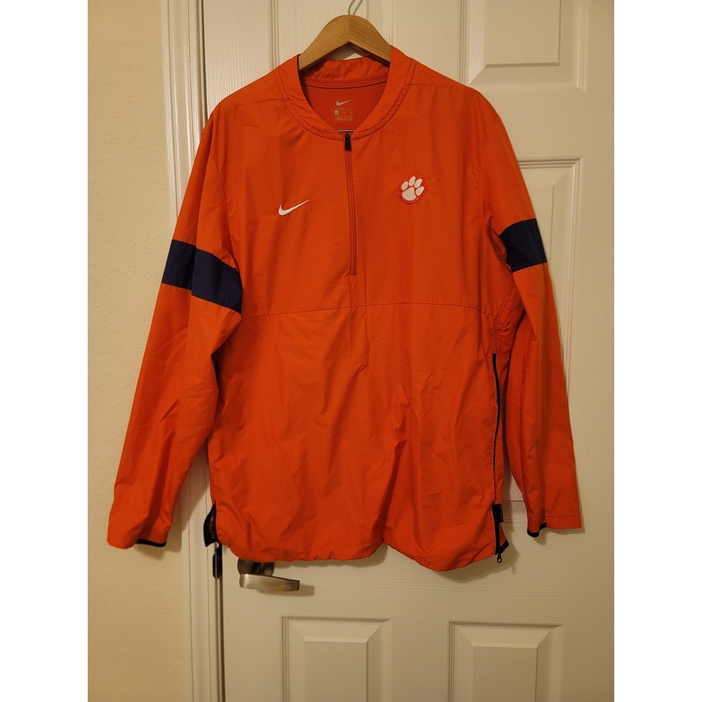 Nike Noah Windbreaker Jacket Storm Clemson 1/2 Zip Mens XL Orange Pullover